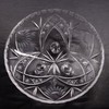 Hand Cut Crystal 3 Fiddlehead Footed 8.25" Bowl with Notched Glass Edge Vintage gallery