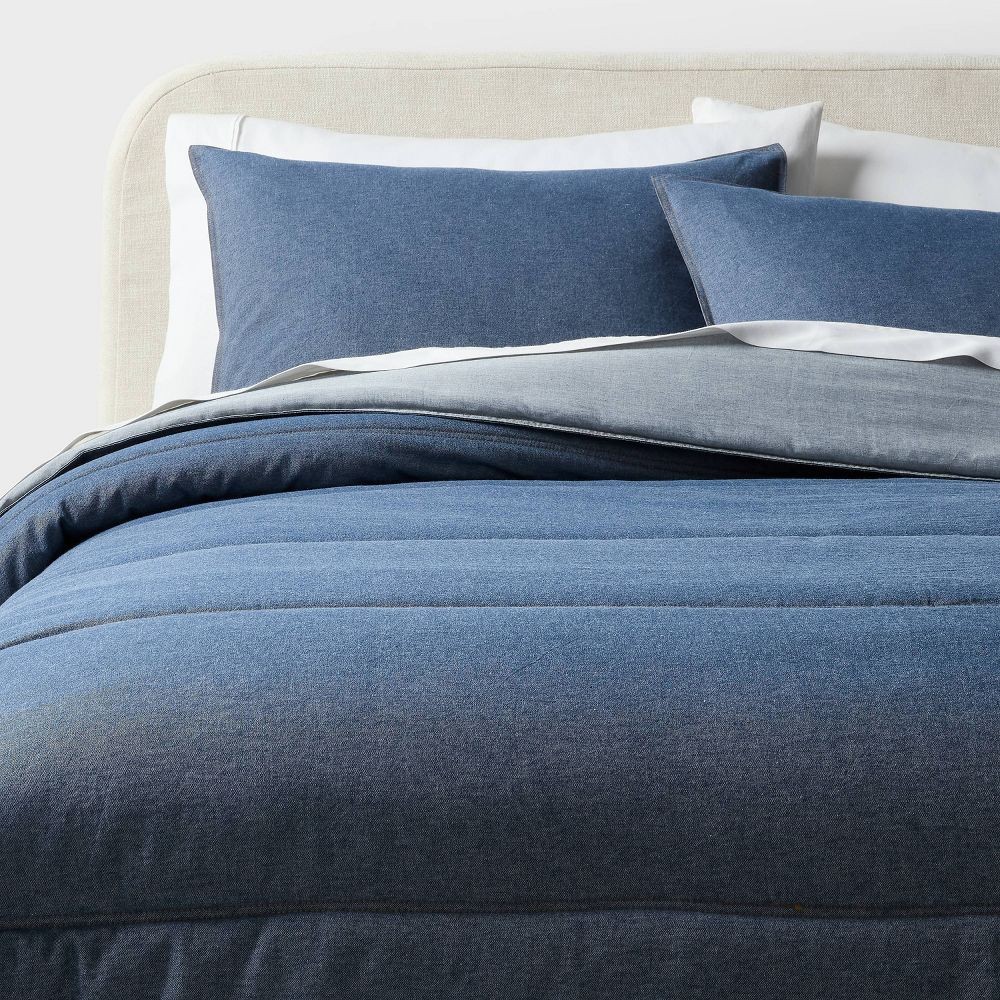 Full/Queen Denim Comforter and Sham Set Blue - Threshold gallery