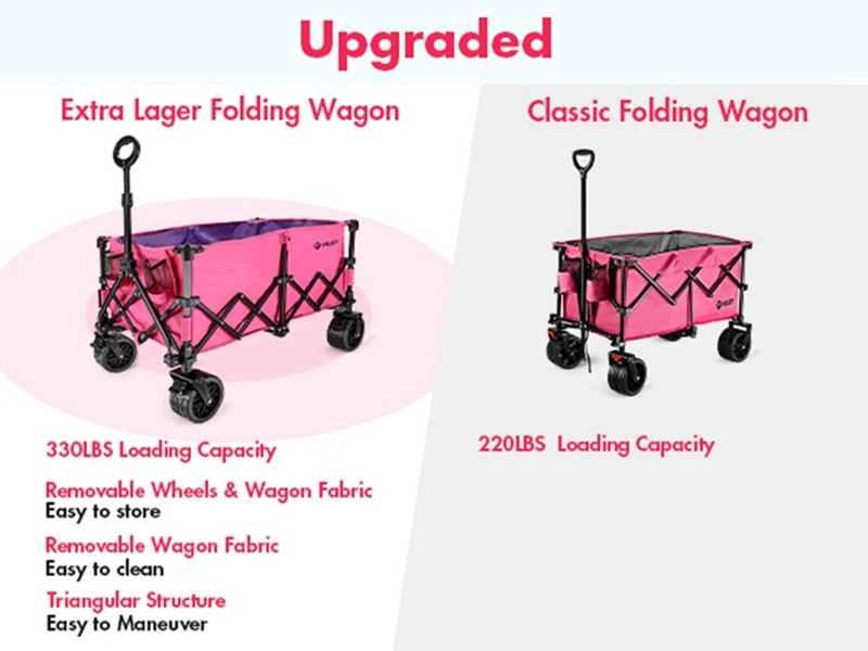 VILLEY Extended Collapsible Foldable Wagon with 330LBS Weight Capacit Drink gallery