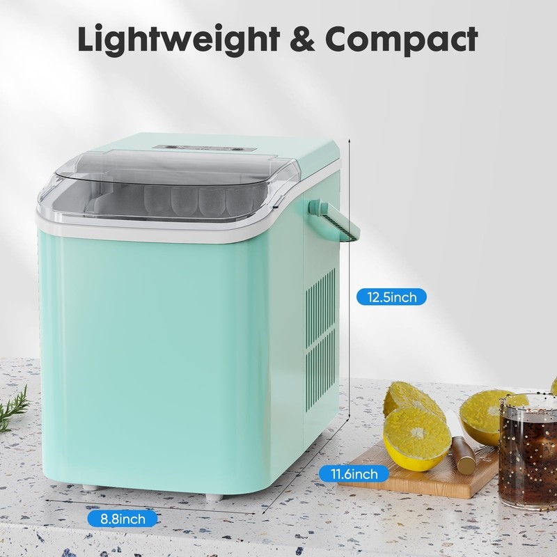 EDX Countertop Ice Maker, Self-Cleaning Portable Ice Maker Machine, Green gallery