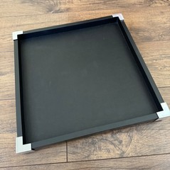Atticus Black & Silver Ottoman/Coffee Table Footed Tray | 16 in x 16 in