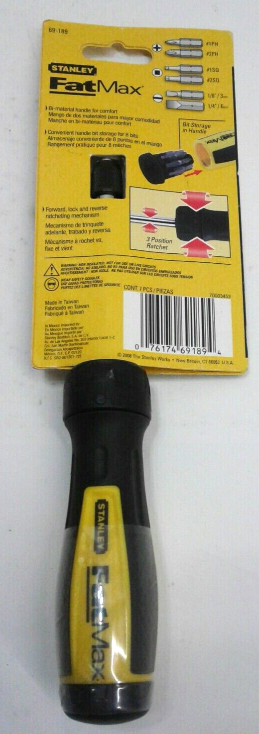 Stanley 69-189 FatMax Multi-Bit Ratcheting Screwdriver 6-In-1 Drive 8-3/4" OAL gallery