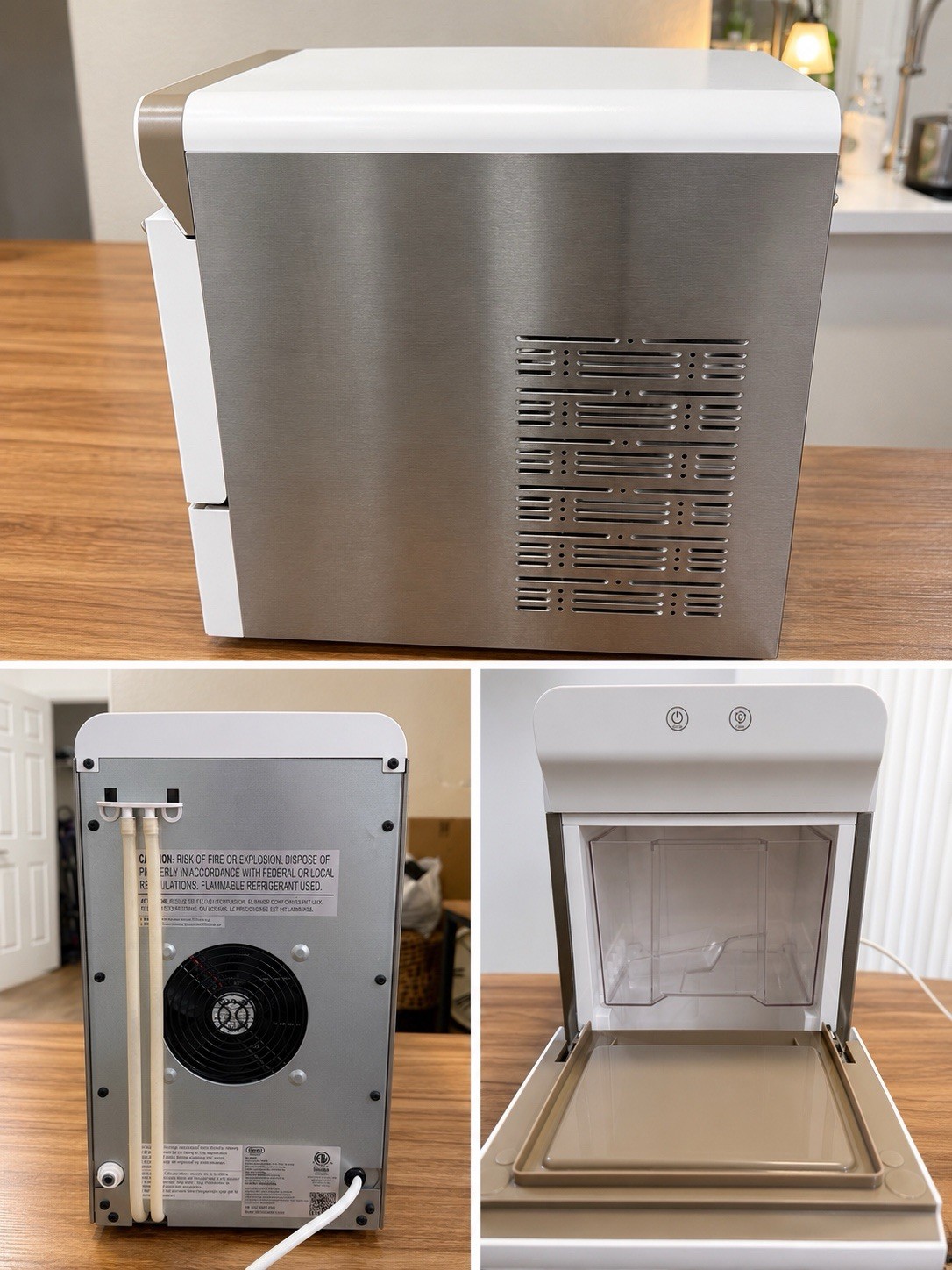 Gevi Countertop Nugget Ice Maker Machine White Stainless Steel w/ Scoop Tested gallery