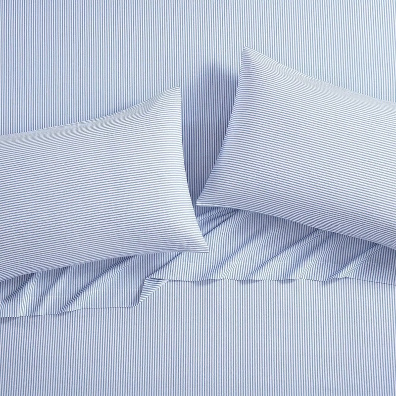 Twin Printed Pattern Percale Cotton Sheet Set Blue Stripe - Poppy & gallery