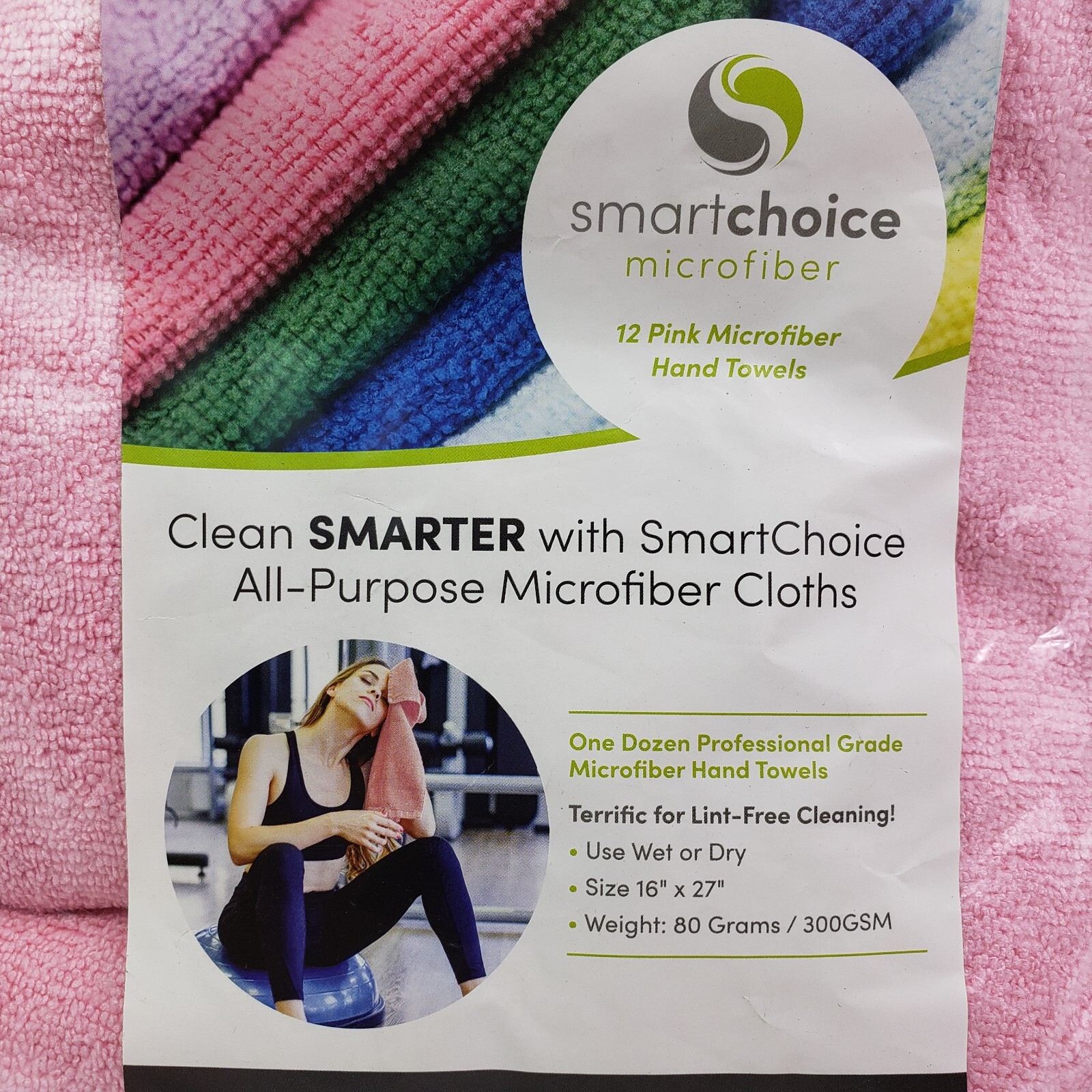 Smart Choice Pink 16x27 Inch All Purpose Microfiber Cloths Hand Towels 12 Pack gallery