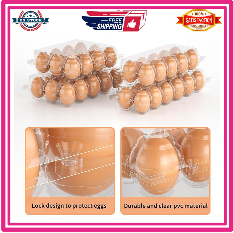 50 Pack Plastic Egg Cartons, 12-Count Clear Reusable Containers for Eggs Crafts gallery
