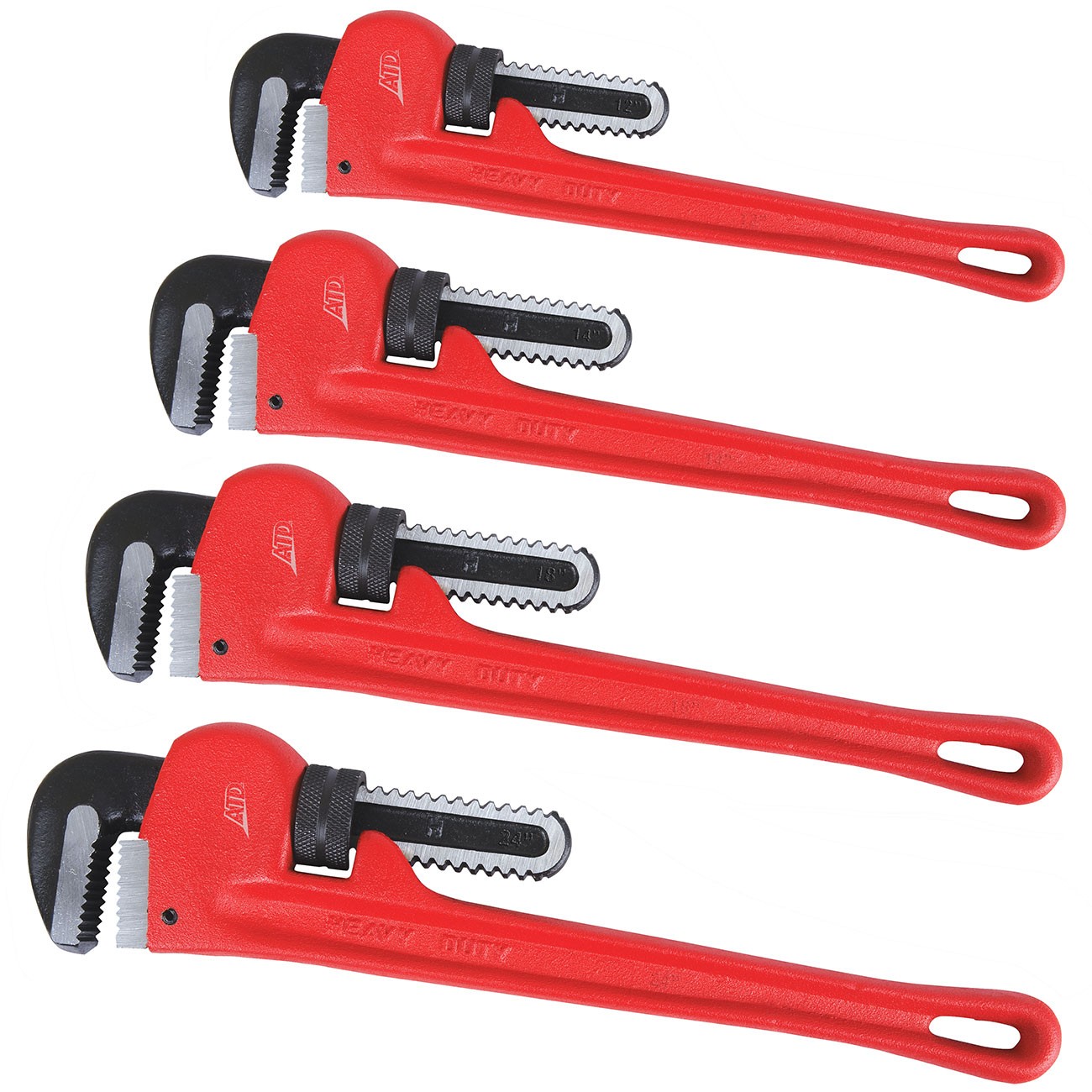 4 Pc. Cast Iron Pipe Wrench Set 625 ATD 625 663126006259 Metal gallery