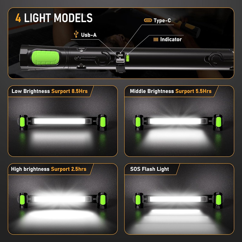 Work Light for Mechanic,3200Lm LED Work Lights,5400Mah Rechargeable Magnetic ... gallery