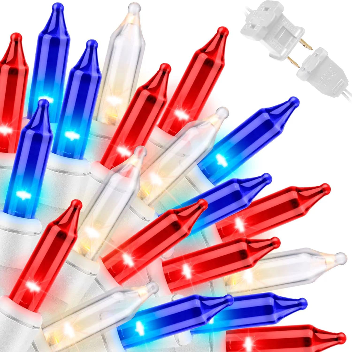 Patriotic String Lights - Red White Blue Mini Lights with White Wire - 19.6Ft 10 gallery