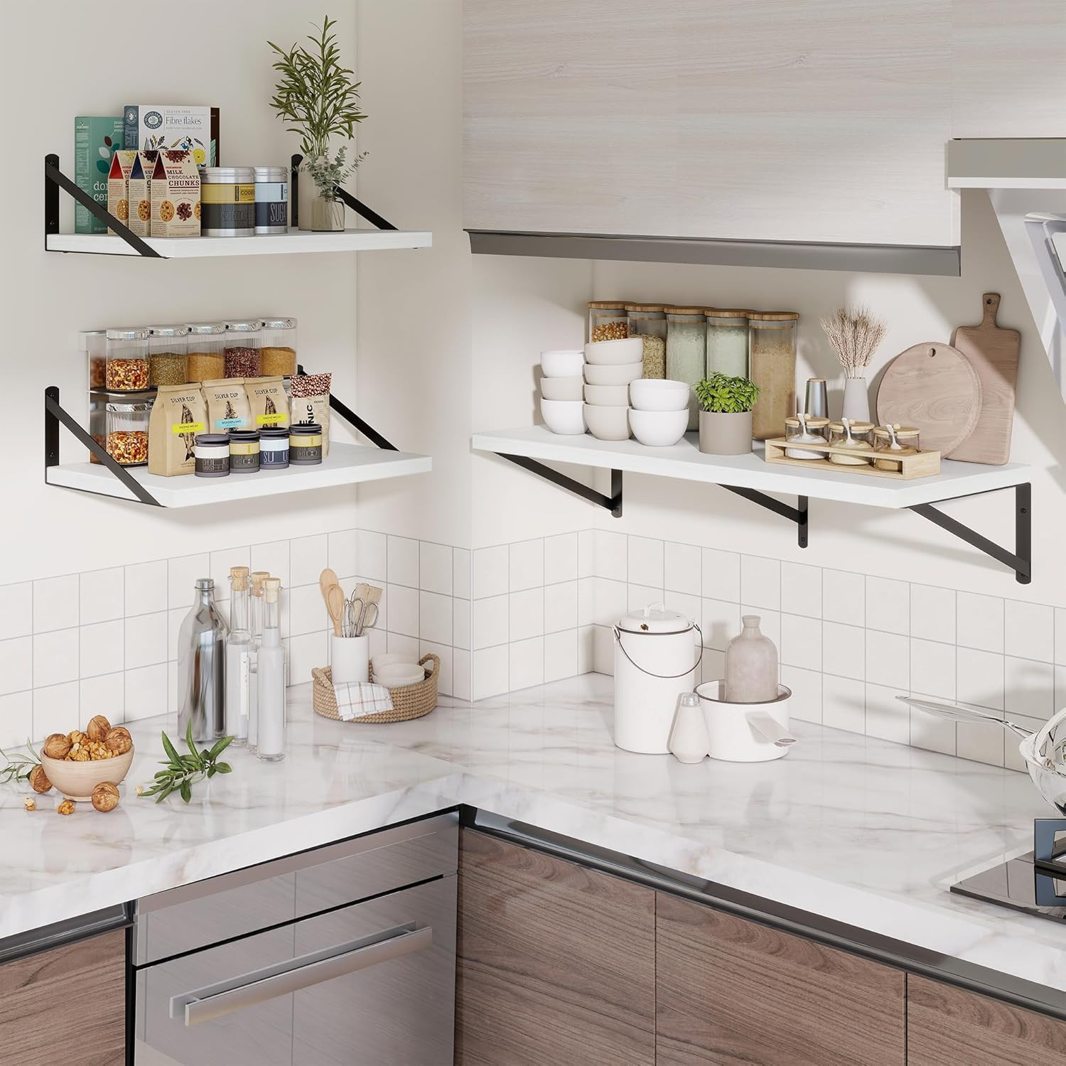 Deep Wall Shelves 36"W X 12"D Engineered Wood Floating Shelves for Wall, Sturdy gallery