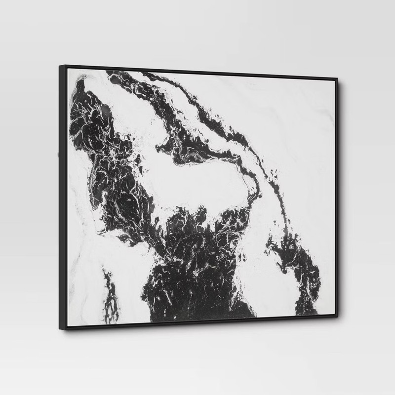 Threshold Modern Wall Art Canvas Abstract 30"x24" 2pk Marbleed Canvases Black gallery