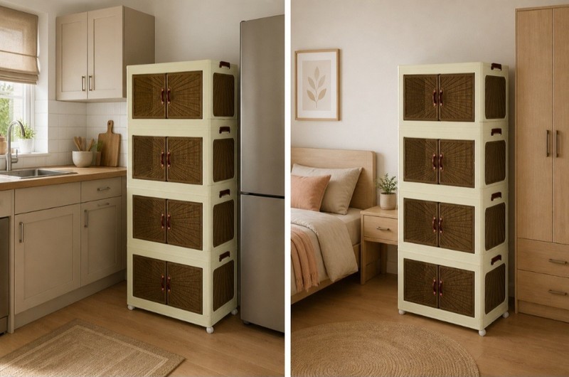 Extra Large Foldable Storage Cabinet with Doors, Stackable Organizer Boxes gallery