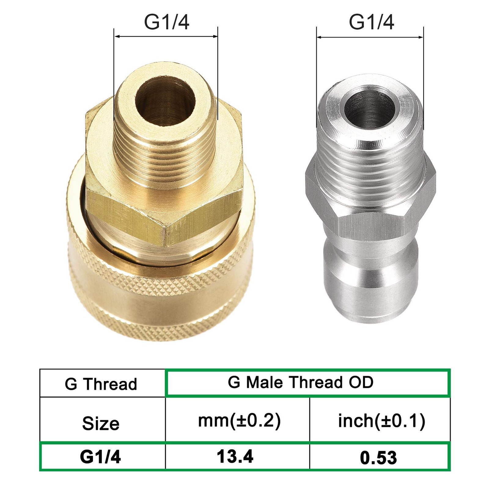 Garden Hose Brass Quick Connect Set Fittings G1/4 Thread Water Hose Connector... gallery