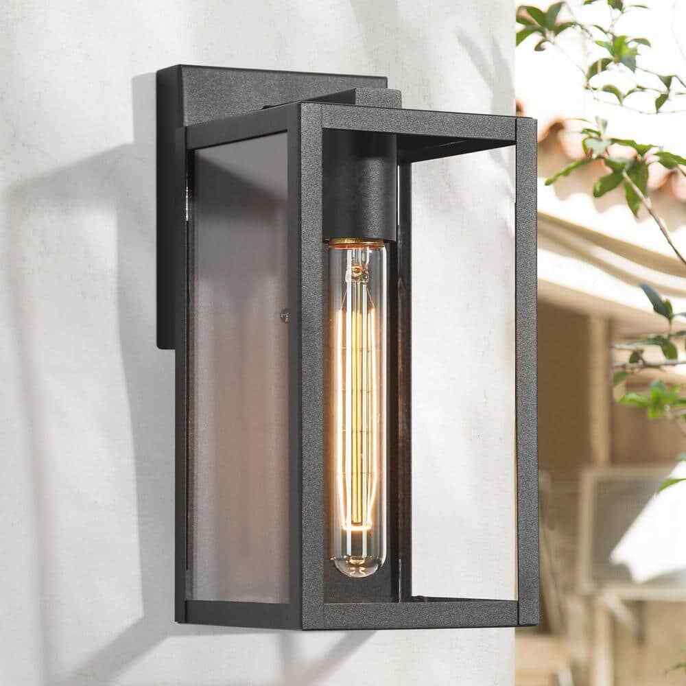 LNC Modern Black Outdoor Sconce 1-Light Minimalist Exterior Wall Lantern gallery