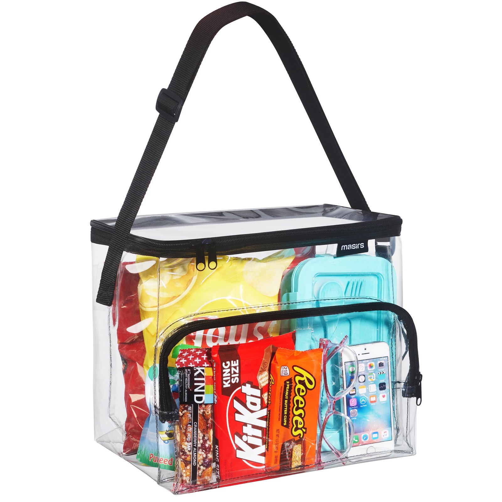 Masirs Clear Lunch Bag, Durable PVC Plastic See Through Medium, gallery