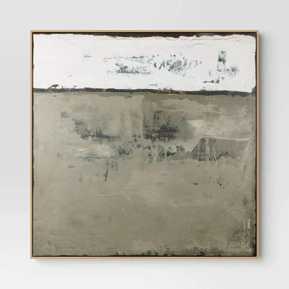 33"x33" Color Block Abstract Canvas Framed Art Neutrals - Threshold gallery