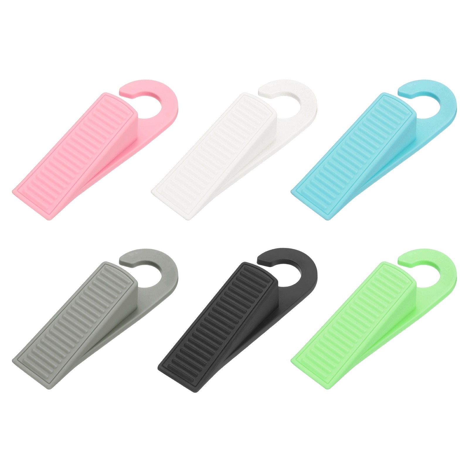 6 Pcs Doorstops, Rubber Hook Door Stopper, Black/White/Gray/Green/Pink/Blue gallery
