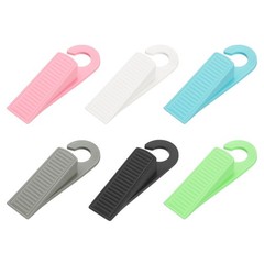 6 Pcs Doorstops, Rubber Hook Door Stopper, Black/White/Gray/Green/Pink/Blue