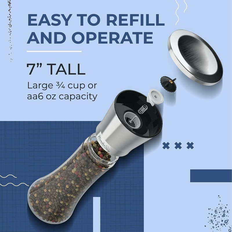 Salt and Pepper Grinder Set Refillable Pepper Mill Salt Grinder (3 Pack) gallery