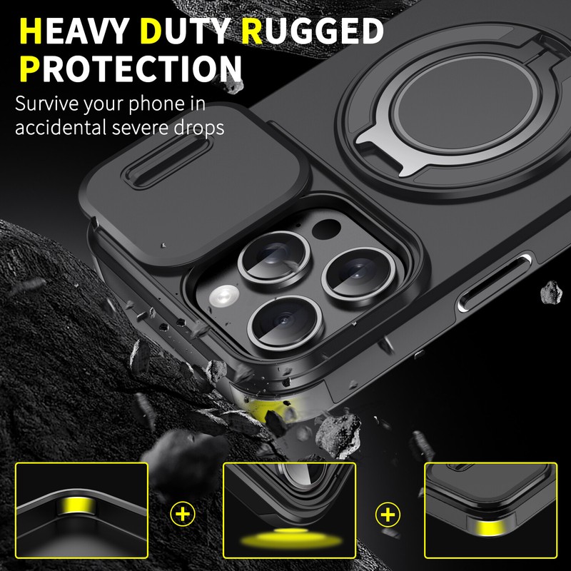 Rugged Magnetic Case For iPhone 16 Pro Max 15 14 13 12 11 with Ring Camera Cover gallery