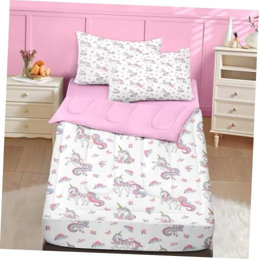Zipper Bedding, Pink Unicorn Zipper Bedding Sets for Twin Floral Unicorn gallery