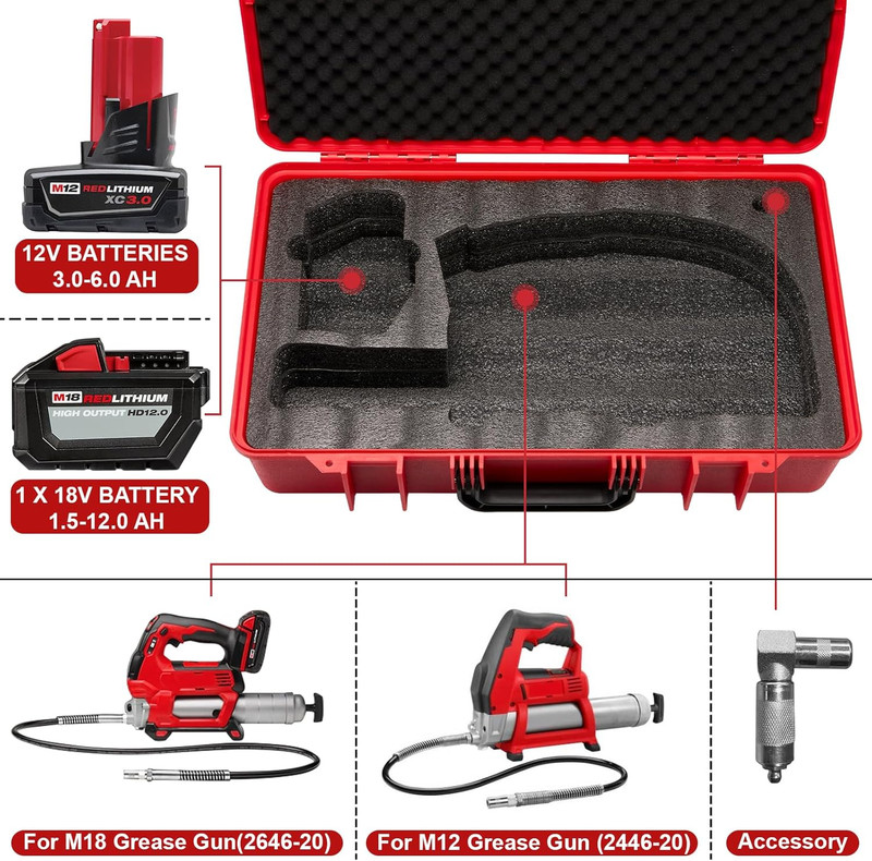 Hard Shell Case for Milwaukee Grease Gun | Fits for M18(2646-20) / M12(2446-20) gallery