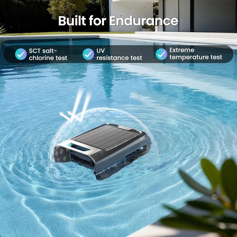 EcoSurfer S2 Solar Powered Pool Surface Skimmer Robot with APP Support,24/7 Gray gallery