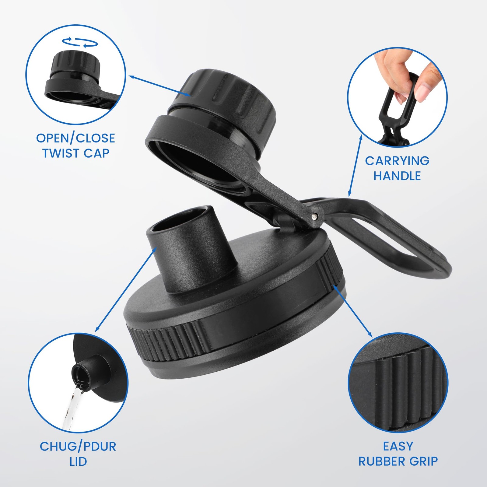 Spout Lid Replacement for Hydro Flask Wide Mouth 12, 16, 18, 32, 40, 64 black gallery