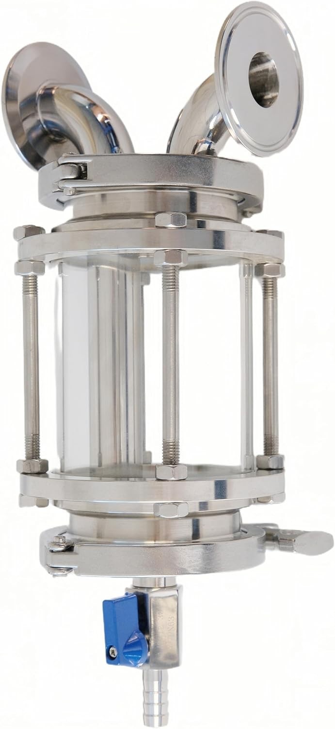 2 inch Tri Clamp Glass Thumper Alcohol Distilling - 2" TC connections, 4" TC Top gallery