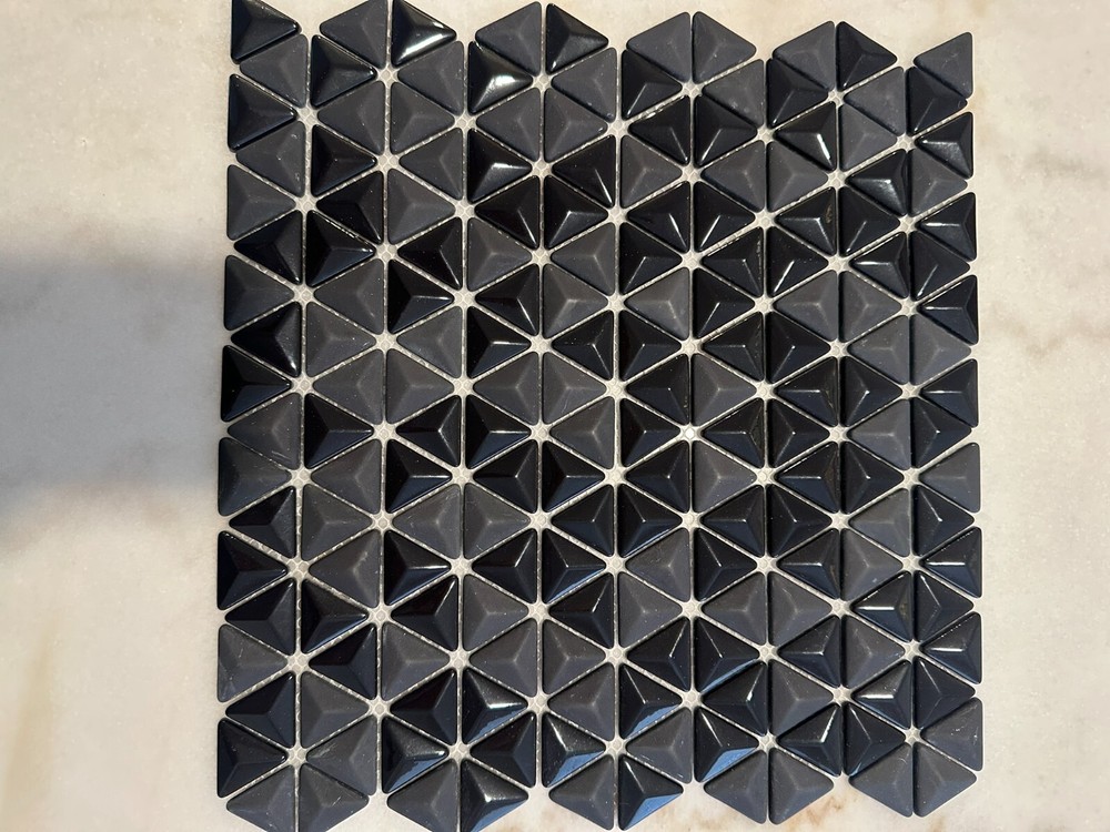 Black Triangle Matte and Glossy Mixed Mosaic Glass