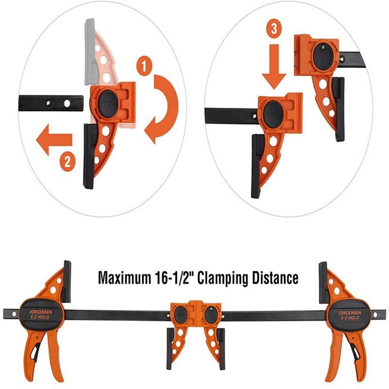 Jorgensen 4 Pack 6" Spreader/Bar Clamp Set One-Hand Light Duty E-Z Hold Clamp gallery
