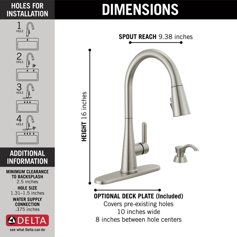 Delta Greydon Pull-Down Kitchen Faucet w/Soap in Stainless-Certified Refurbished gallery