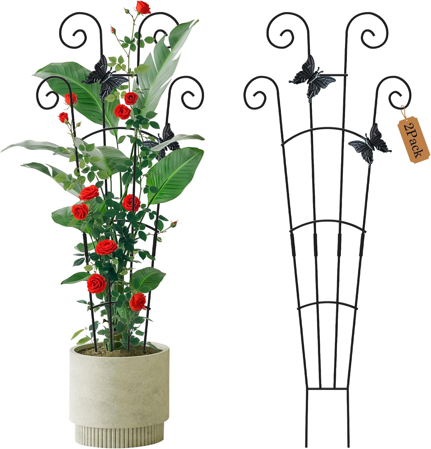 2 Pack 30 Inch Plant Trellis for Climbing Plants Metal Adjustable Support gallery