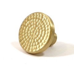28mm Round Cabinet Door Knob Handle Pull Kitchen Drawer Hammered Brass Handmade
