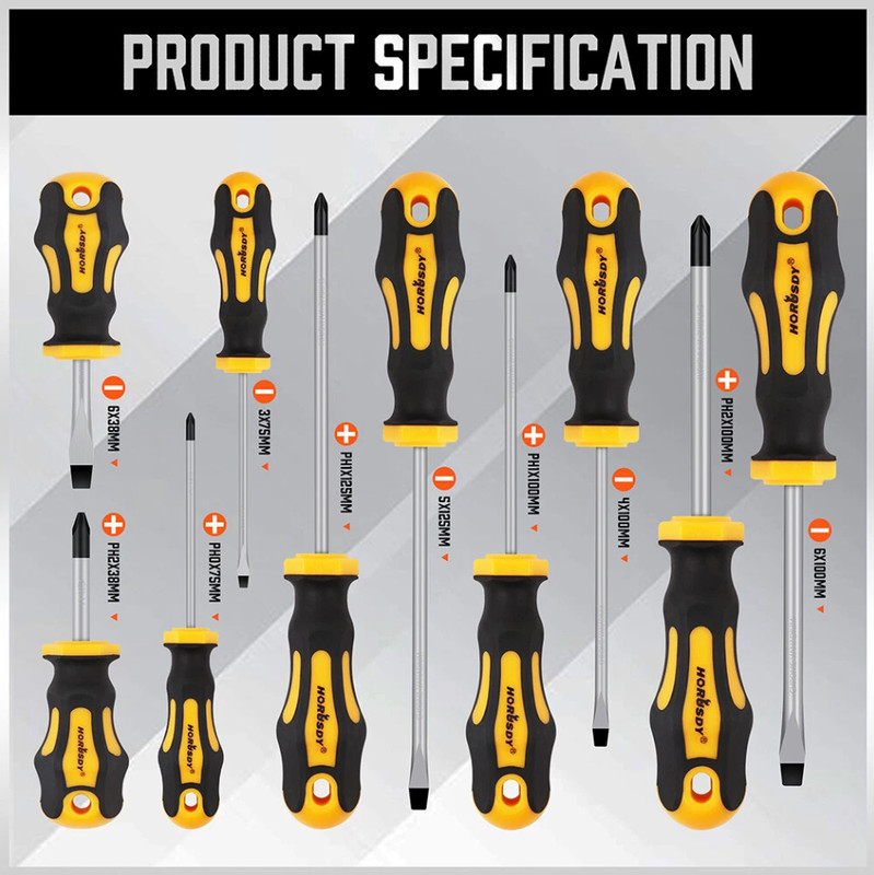 Magnetic Screwdriver Set 11-Pieces 5 Phillips 5 Flat Head Tips Magnetizer Tool gallery