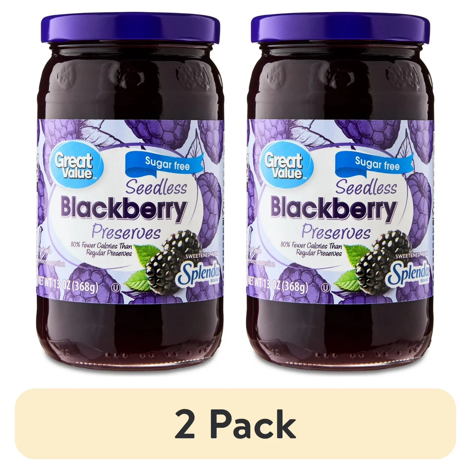 (2 pack) Great Value Sugar-Free Seedless Blackberry Preserves, 13 oz... gallery