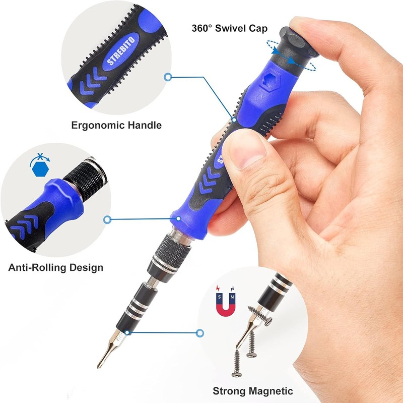 STREBITO Precision Magnetic Screwdriver Set 124-Piece Electronics Tool Kit with gallery
