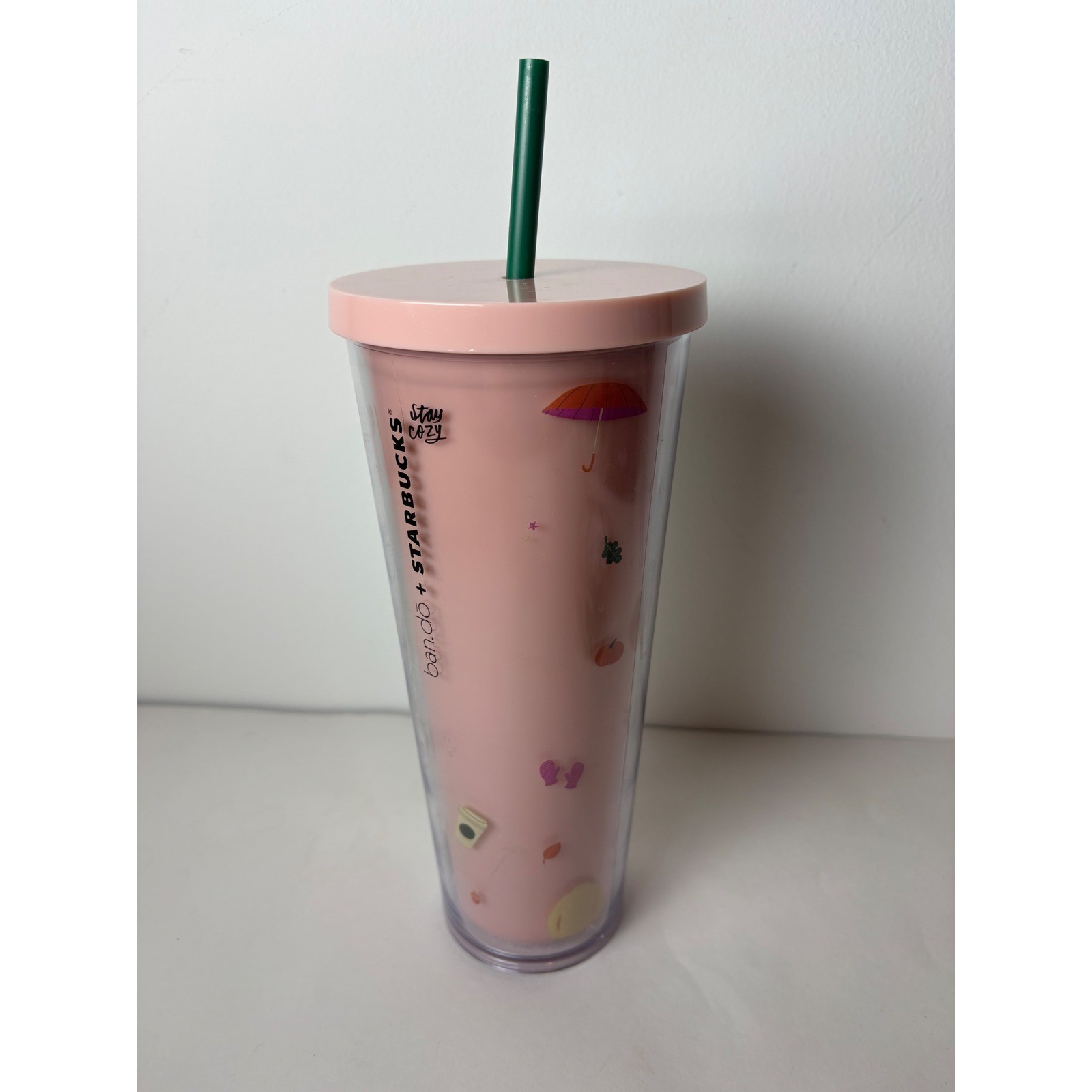 Starbucks ban.do Fall Sweater Weather Pink Cold Cup Tumbler 24oz 2021 Limited gallery