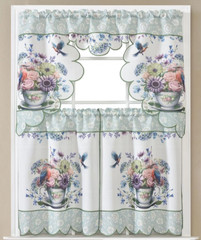 3PC KITCHEN TIER VALANCE SET SHORT PANEL WINDOW CURTAIN PRINTED 60’X 36′