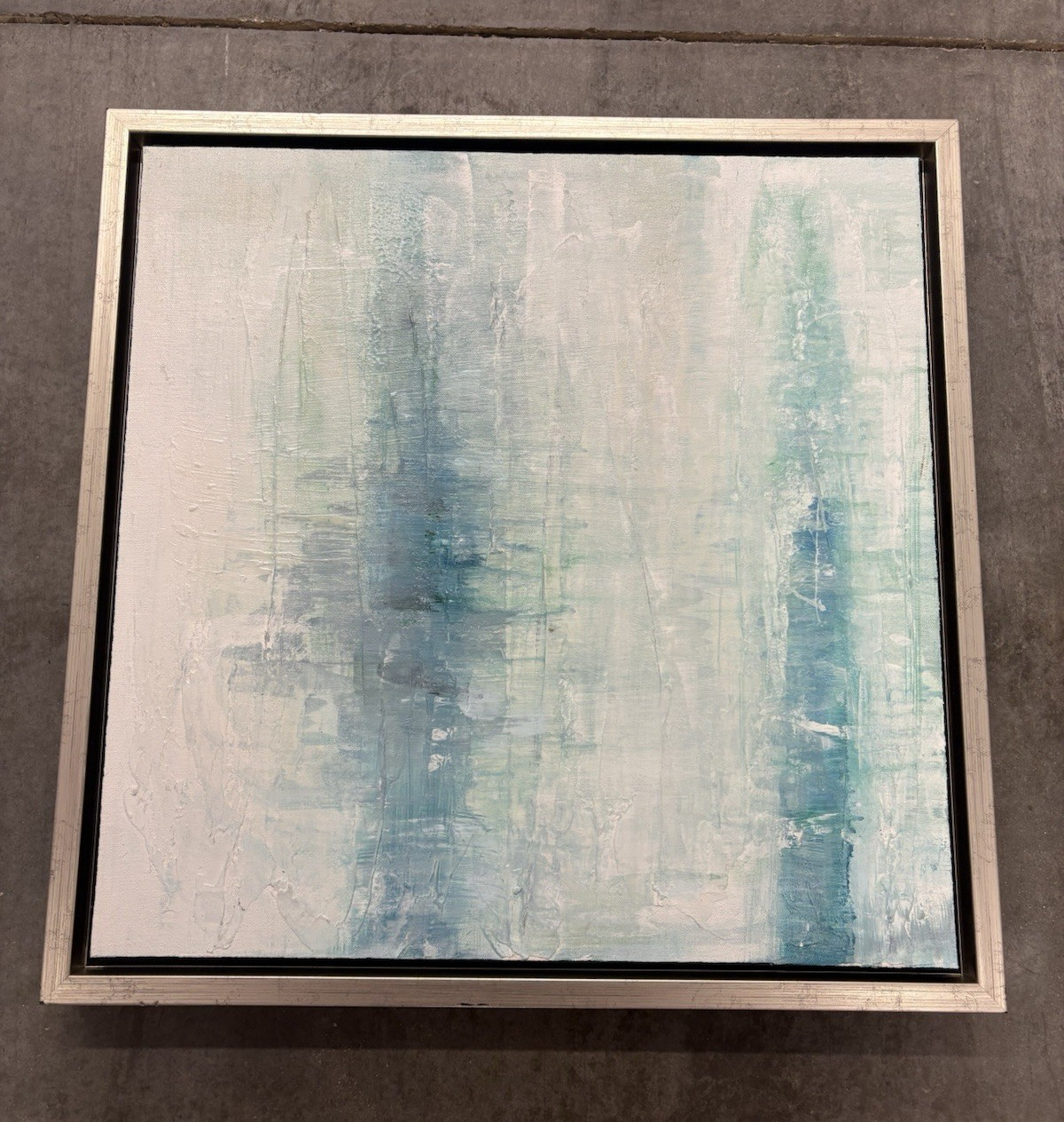 AMEA Artwork Calafia Cliffs Abstract Framed Canvas Print Blue/White 20x20 gallery