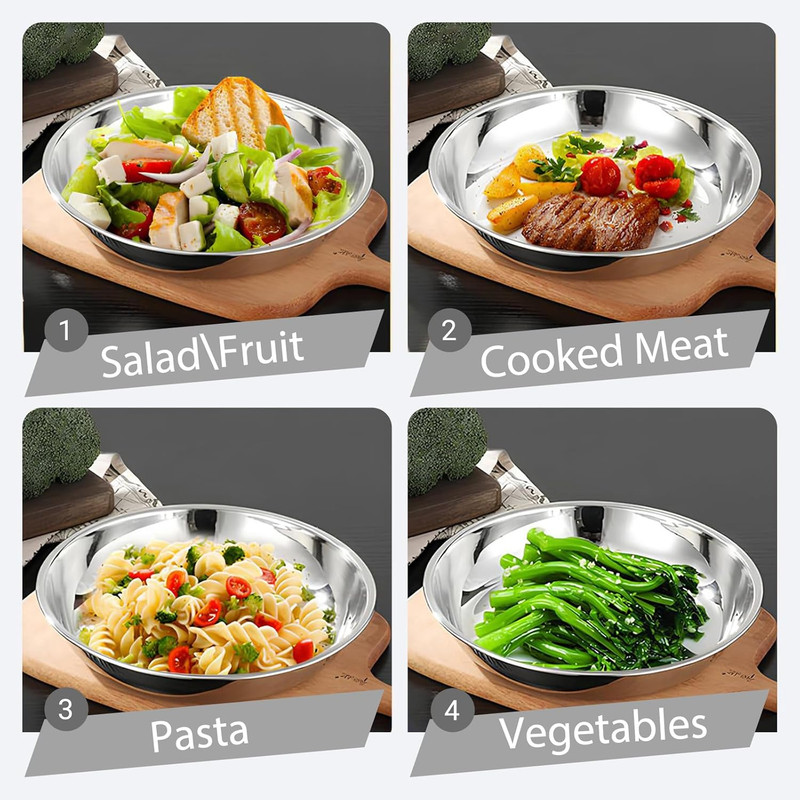 10 Pack Stainless Steel Dinner Plates, 10" round Kitchen Metal Dish Plates, Rust gallery