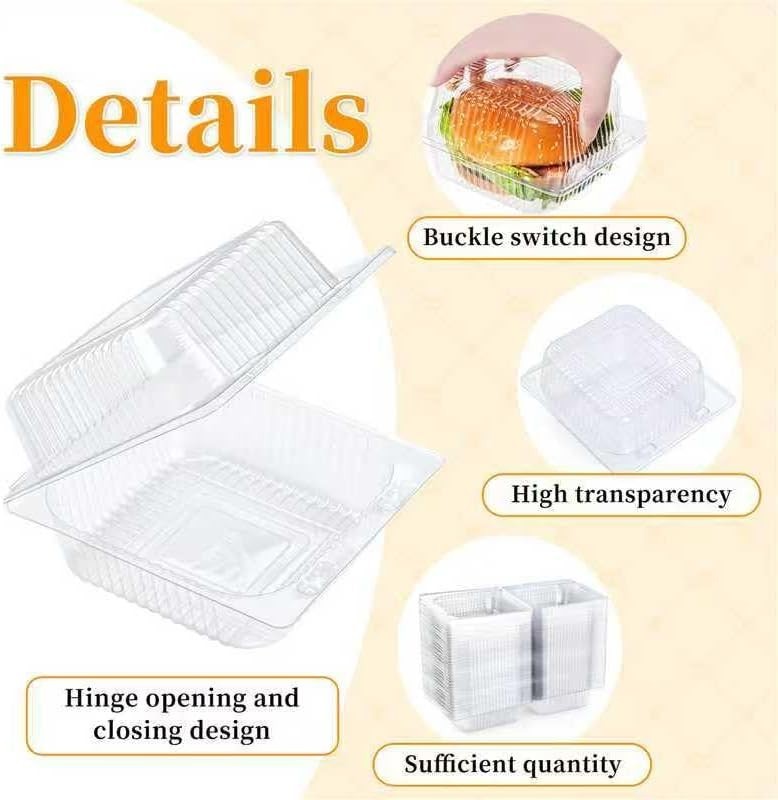 Portable 200 Count Clear Plastic Takeout Containers - Perfect for Cakes & Salads gallery
