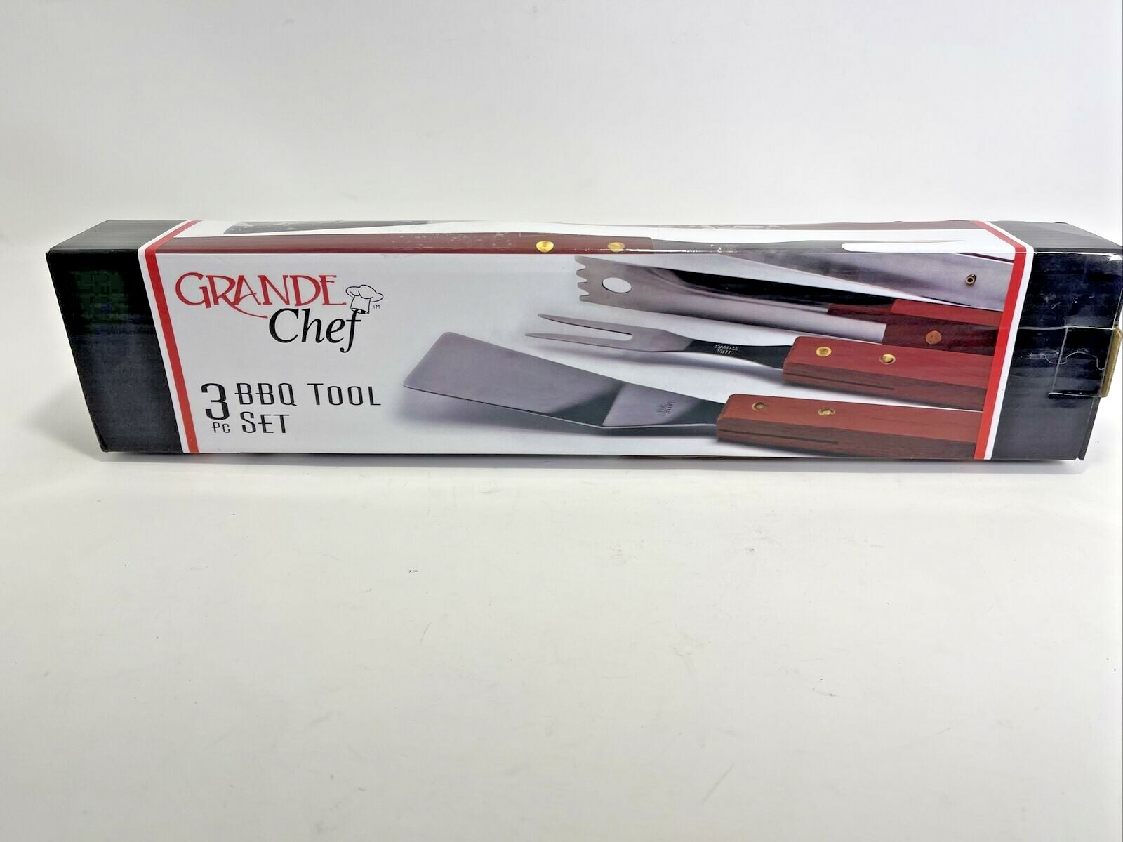 New Grande Chef 3 Pc Stainless BBQ Tool Set Solid Wood Handles gallery