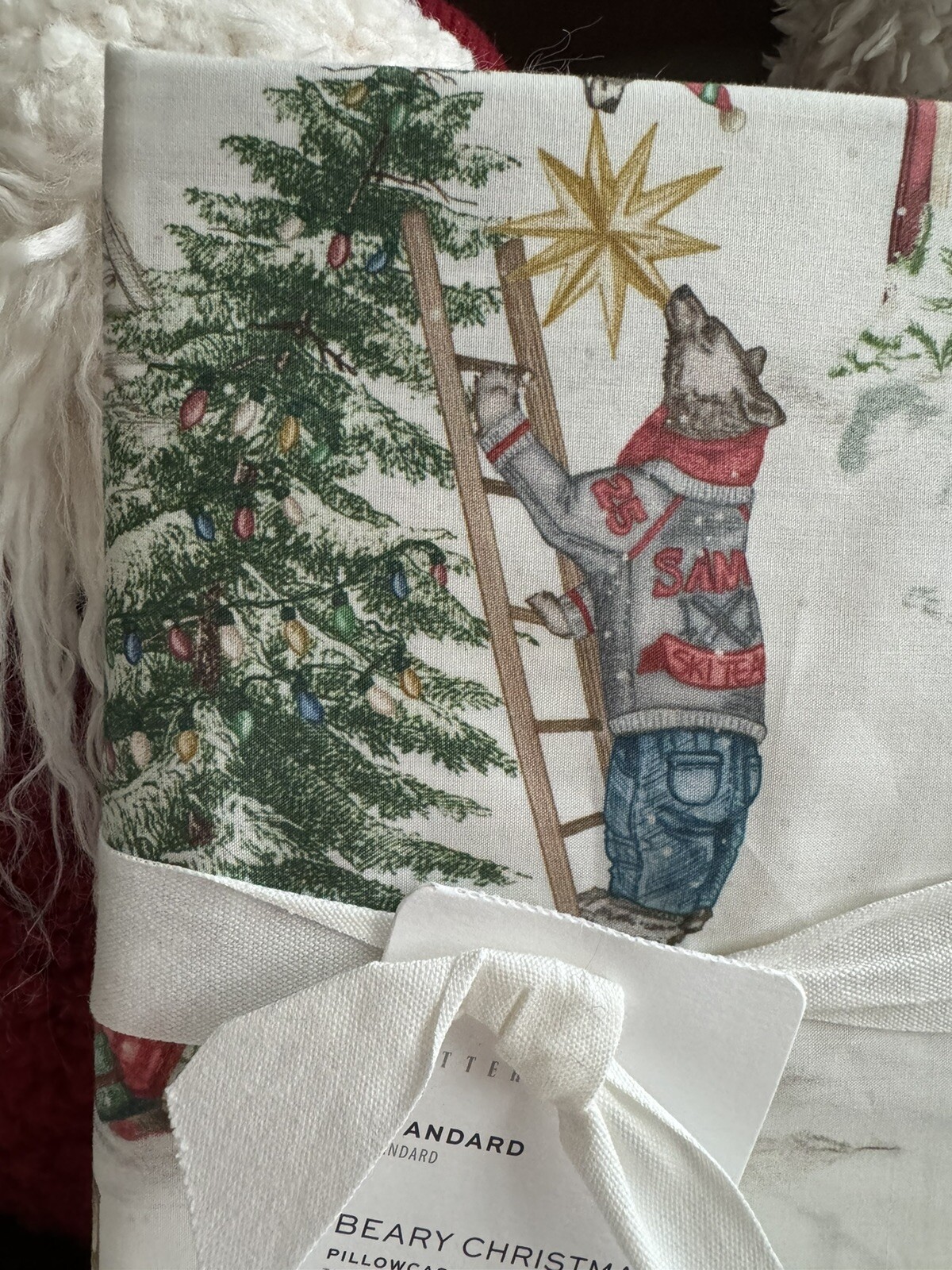 Pottery Barn ~BEARY CHRISTMAS~ Std PILLOWCASE SET ~COUNTRY~ HOLIDAY TEDDY BEAR gallery