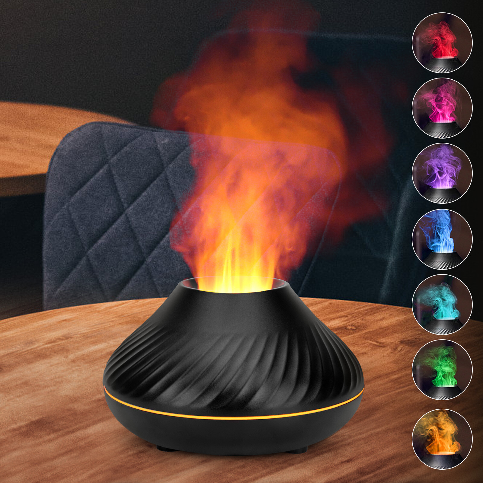 Cute Aroma Volcano Fire Flame Diffuser Humidifier Aromatherapy Essential Oil New gallery