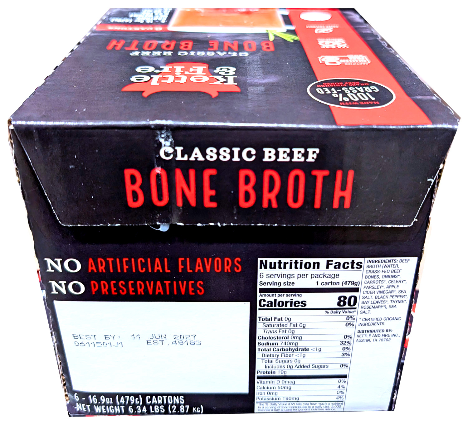 Kettle & Fire Beef Bone Broth 6 Count x 16.9 Oz EXP 06/2027 gallery