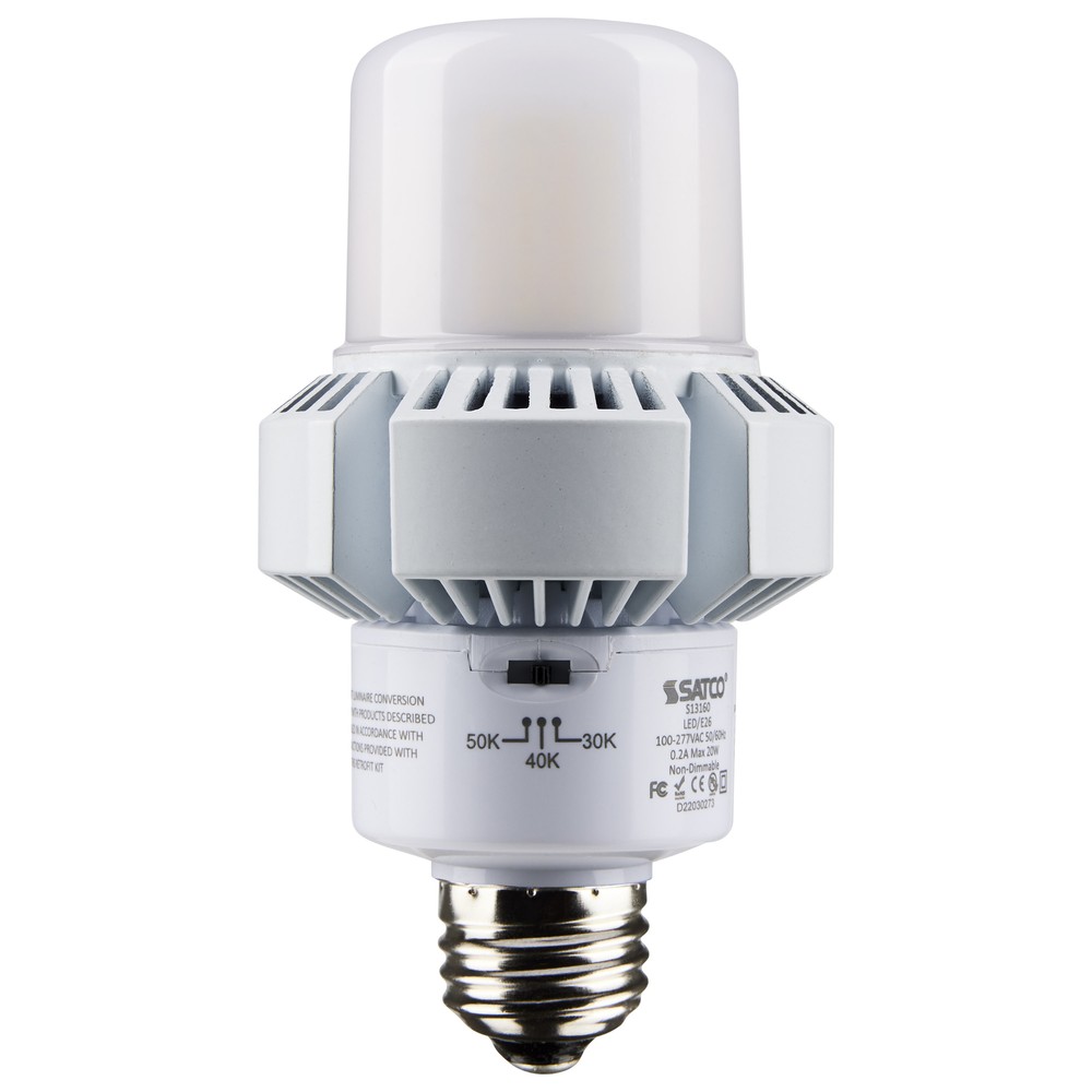 Satco S13160 LED HID Replacement Bulb 100-277V 20W Medium E26 CCT 30K/40K/50K