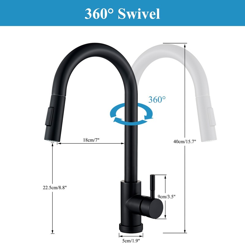 Touch sensor Kitchen Sink Faucet Black Pull Down Sprayer Single Handle Mixer Tap gallery