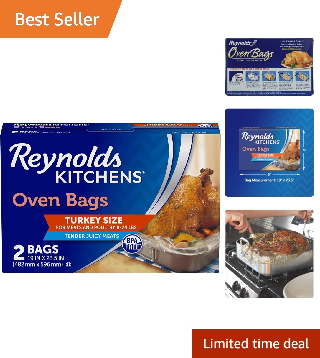 Kitchens Oven Bags - Perfect for Turkey (2 Pack), Holds 24 Pounds, BPA Free gallery