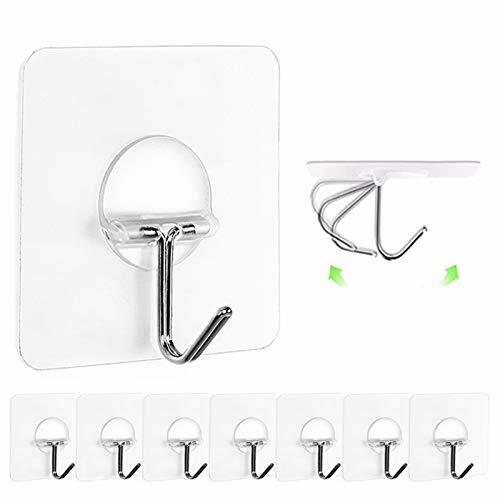Wall Hooks 13lb (Max) Reuseable ,Waterproof & Oilproof,Self Adhesive,8 Pack